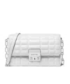 Michael Kors Large Tribeca Leather Crossbody Bag In White