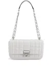 Michael Kors Large Tribeca Leather Shoulder Bag In White