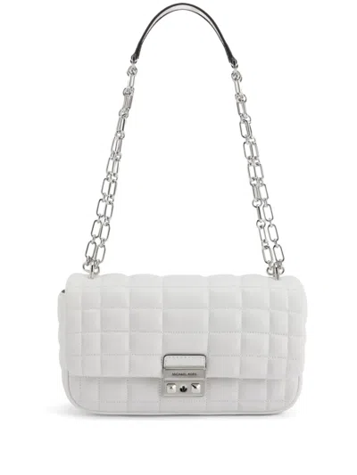 Michael Kors Large Tribeca Leather Shoulder Bag In White