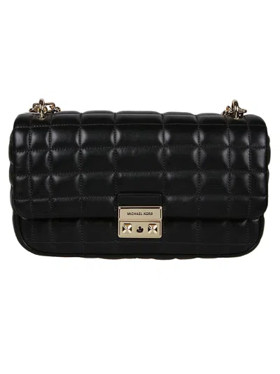 Michael Kors Large Tribeca Quilted Chain Shoulder Bag In Black