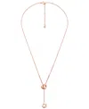 Michael Kors Lariat Heart Y Necklace In Rose Gold
