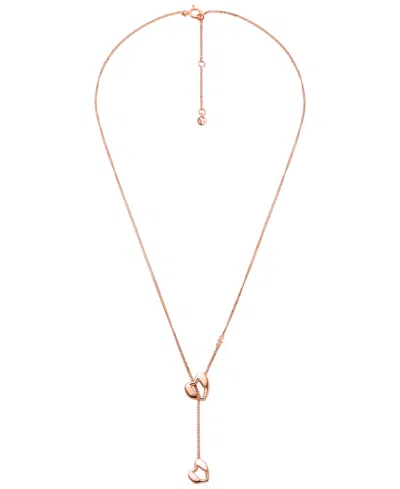 Michael Kors Lariat Heart Y Necklace In Rose Gold