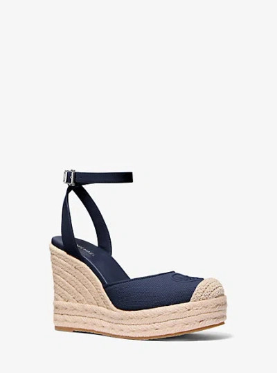 Michael Kors Larissa Cotton Canvas Espadrille Wedge In Blue