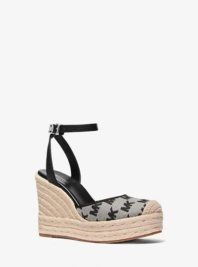 Michael Kors Larissa Logo Jacquard Espadrille Wedge In Black