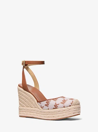 Michael Kors Larissa Logo Jacquard Espadrille Wedge In Brown