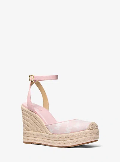 Michael Kors Larissa Logo Jacquard Espadrille Wedge In Pink