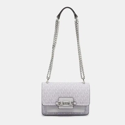 Pre-owned Michael Kors Lavander Signature Coated Canvas Xs Heather Crossbody Bag In Purple