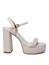Michael Kors Cream Leather Laci Sandals In Cream