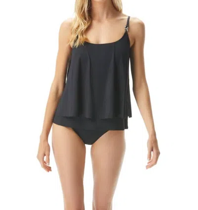 Michael Kors Layered Underwire Tankini Top In Black
