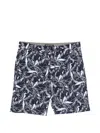 Michael Kors Leaf-print Drawstring Shorts In Multi