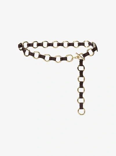 Michael Kors Leather And Chain-link Belt In Brown
