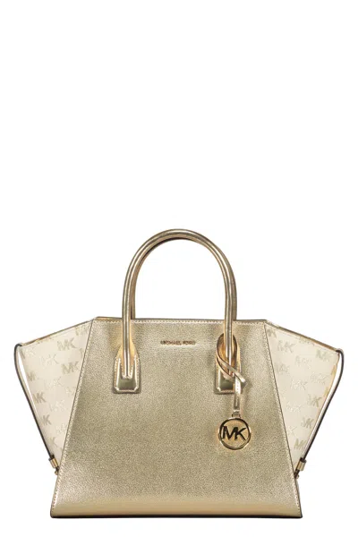 Michael Kors Leather And Fabric Bag In Gold