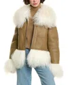 Michael Kors Collection Leather & Shearling Moto Jacket In Brown