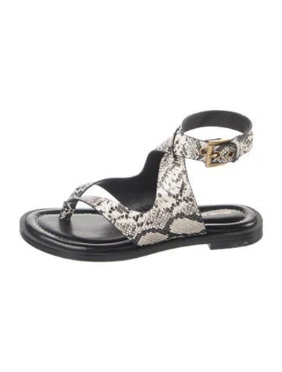 Pre-owned Michael Kors Leather Animal Print Flats In Blue