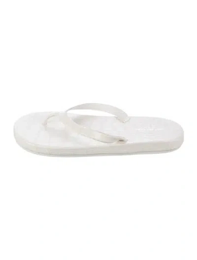 Pre-owned Michael Kors Leather Animal Print Flip Flops In White