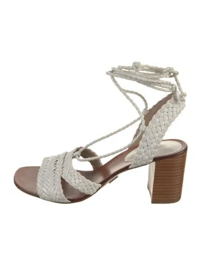 Pre-owned Michael Kors Leather Animal Print Gladiator Sandals In White