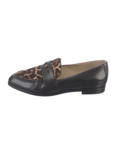 Pre-owned Michael Kors Leather Animal Print Loafers In Blue
