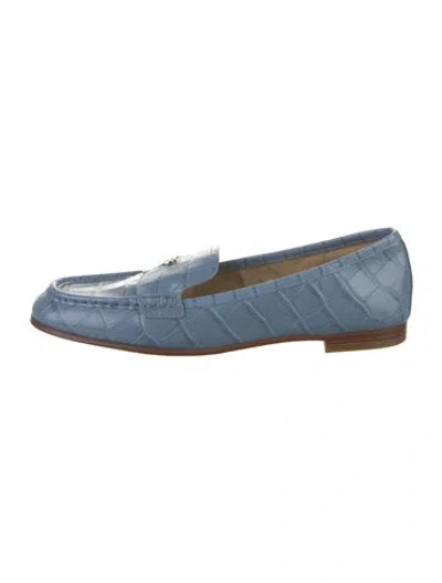 Pre-owned Michael Kors Leather Animal Print Loafers In Blue