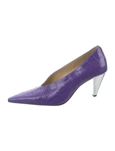 Pre-owned Michael Kors Leather Animal Print Pumps In Blue/purple
