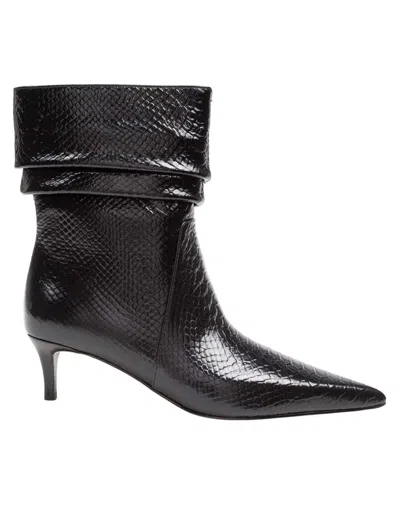 Michael Kors Leather Ankle Boot In Black