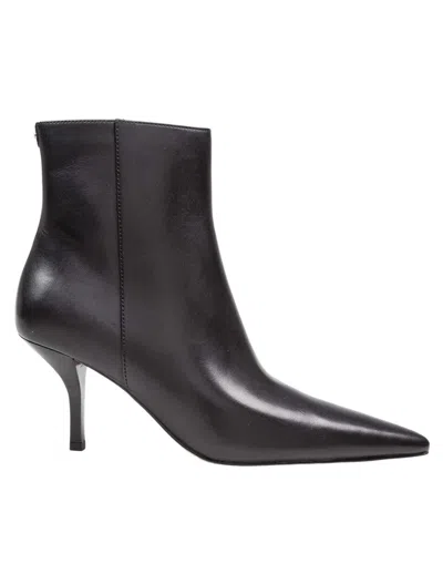 Michael Kors Leather Ankle Boot In Black