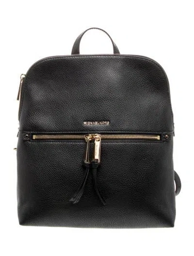 Pre-owned Michael Kors Leather Backpack In Black