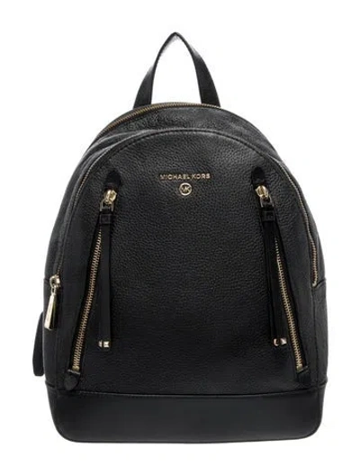 Pre-owned Michael Kors Leather Backpack In Black