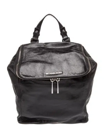Pre-owned Michael Kors Leather Backpack In Black