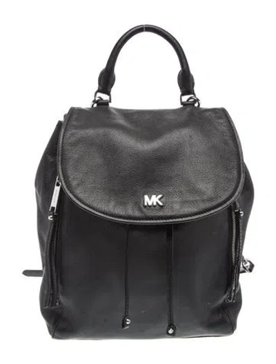 Pre-owned Michael Kors Leather Backpack In Black