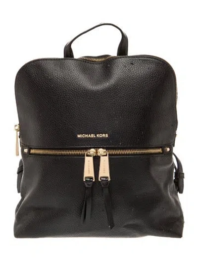 Pre-owned Michael Kors Leather Backpack In Black