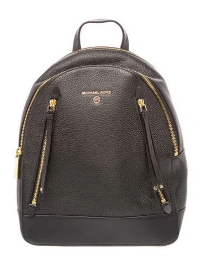 Pre-owned Michael Kors Leather Backpack In Black