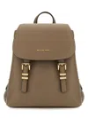 Michael Kors Leather Backpack With Adjustable Straps And Front Buckle In Nude