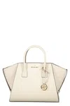 Michael Kors Avril Extra-small Leather And Suede Satchel In White