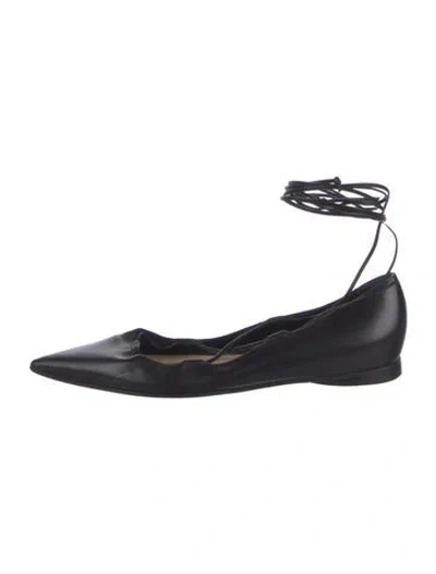 Pre-owned Michael Kors Leather Ballet Flats In Black