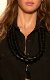 Michael Kors Leather Beads Necklace In Black
