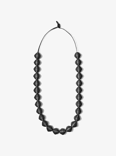 Michael Kors Leather Beads Necklace In Black