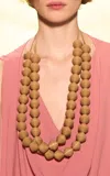 Michael Kors Leather Beads Necklace In Brown
