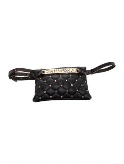 Pre-owned Michael Kors Leather Belt Bag In Black