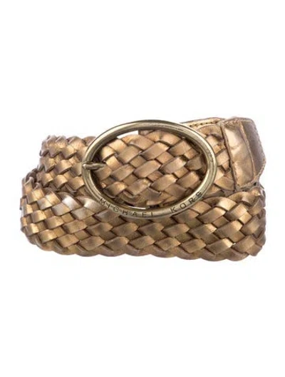 Pre-owned Michael Kors Leather Belt In Gold