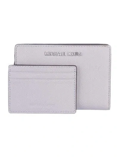Pre-owned Michael Kors Leather Bifold Wallet In Purple
