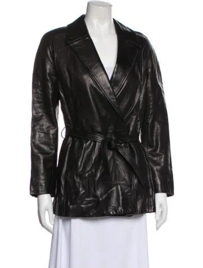 Pre-owned Michael Kors Leather Biker Jacket In Black
