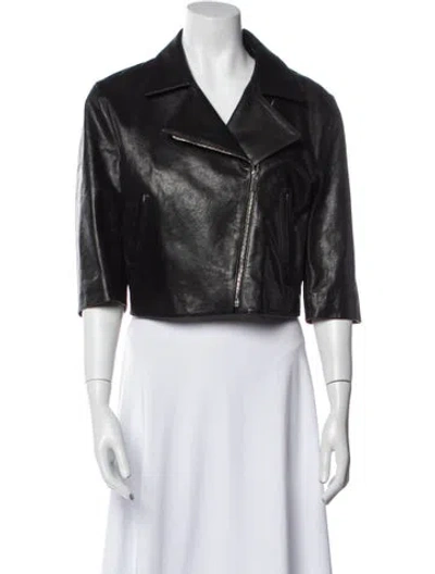 Pre-owned Michael Kors Leather Biker Jacket In Black