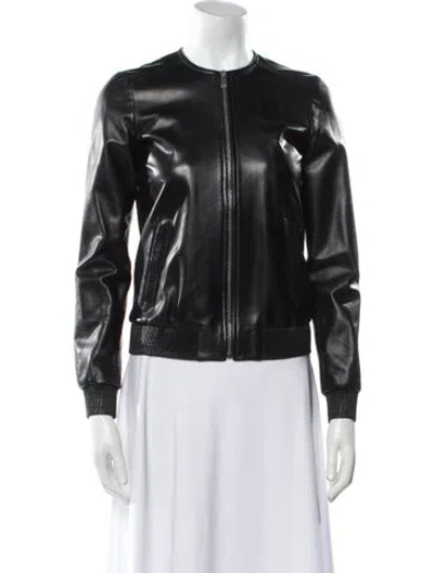 Pre-owned Michael Kors Leather Biker Jacket In Black