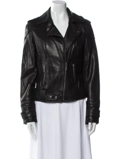 Pre-owned Michael Kors Leather Biker Jacket In Black