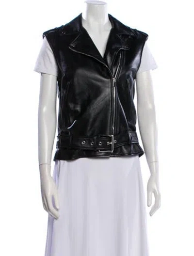 Pre-owned Michael Kors Leather Biker Jacket In Black