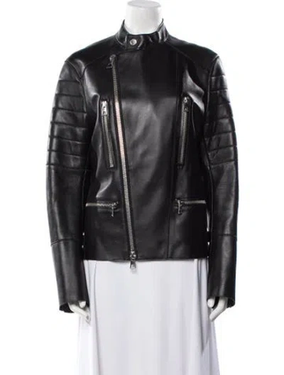 Pre-owned Michael Kors Leather Biker Jacket In Black