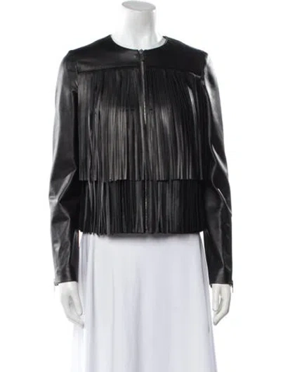 Pre-owned Michael Kors Leather Biker Jacket In Black