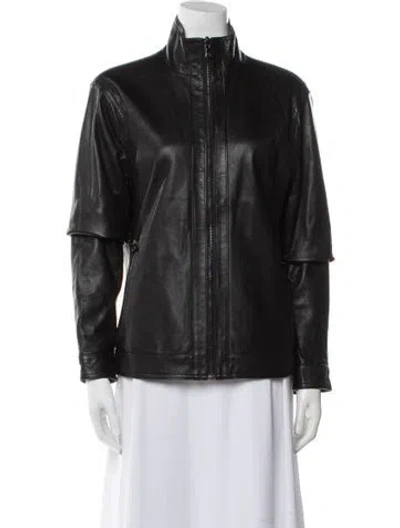 Pre-owned Michael Kors Leather Biker Jacket In Black