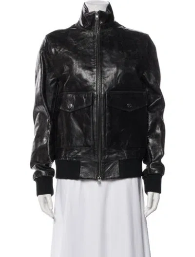 Pre-owned Michael Kors Leather Biker Jacket In Black