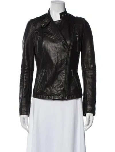 Pre-owned Michael Kors Leather Biker Jacket In Black